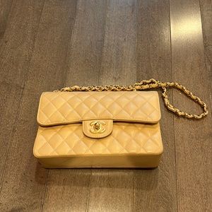 Chanel small beige flap bag